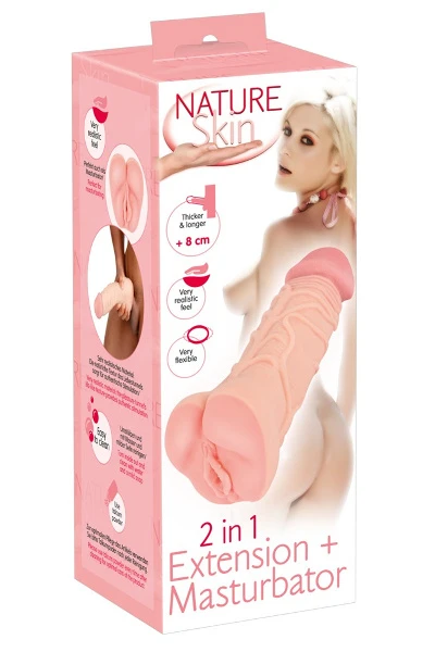 Nature Skin 2in1 Extension + Mastrubator 4 Nature Skin 2in1 Extension + Mastrubator - Afbeelding 2