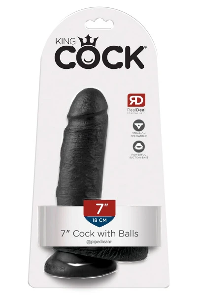 King Cock 7" Cock W Balls Zwart 4 King Cock 7" Cock W Balls Zwart - Afbeelding 2